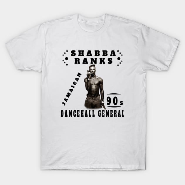 Shabba Ranks Jamaican 90s Dancehall General Jah Rastafari vintage Graphic Tee Hip Hop Poster vintage design, Singer TShirt Sweatshirt T-shirt T-Shirt by black lynx